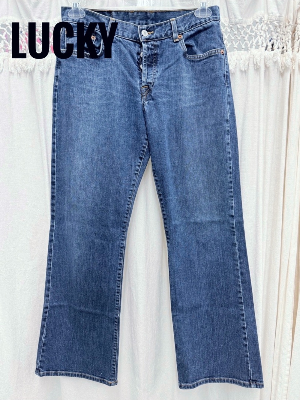Vintage Lucky Brand Easy Rider Stretch Jeans Button Fly Made In USA Size 10/30
